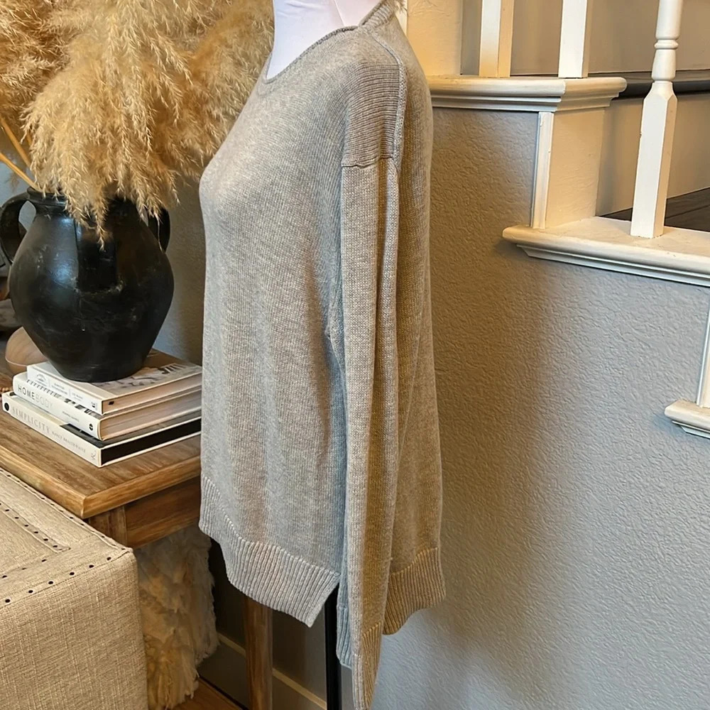 Ella Moss Women's Gray Cozy Knit Crew Neck Sweater Size Large - Picture 5 of 7